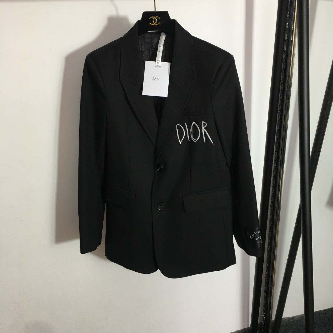Dior monogrammed embroidered suit jacket