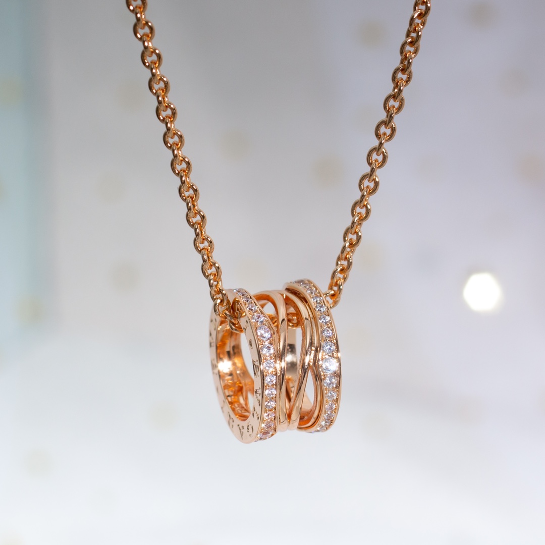 Bulgari Necklace Rose Gold Simple Fashion Spiral Shape