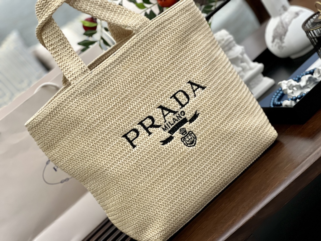 Prada Weave Tote Handbags Shopping Bags