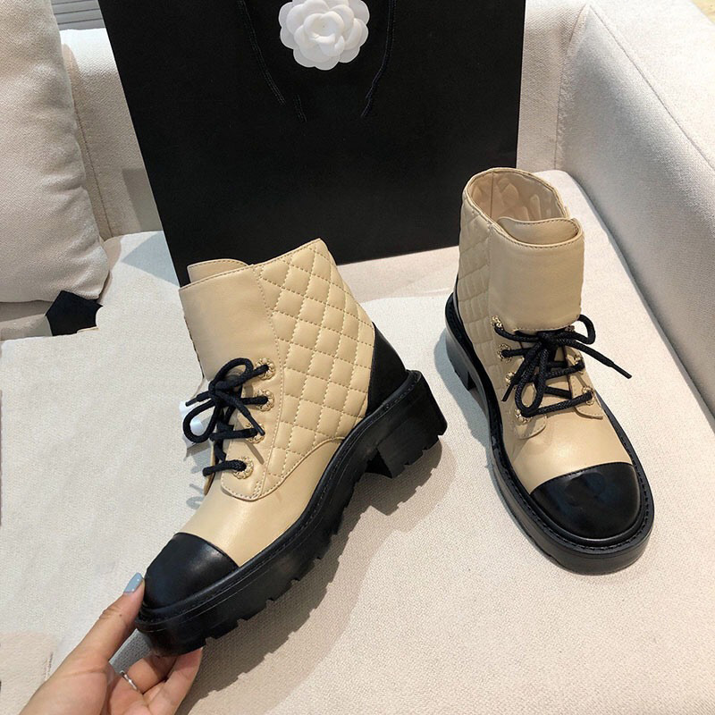 Chanel Women Lace-Up Ankles Boots