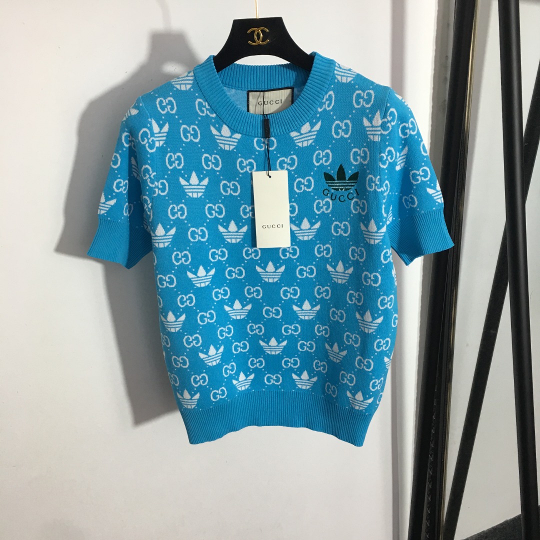 Gucci &  adidas knitted short sleeve sweater