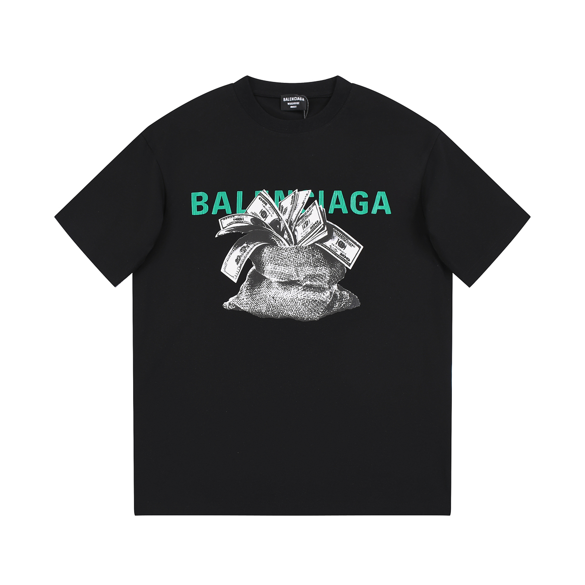 Balenciaga Summer US Dollar Printed Personality Leisure Black and White T-shirt