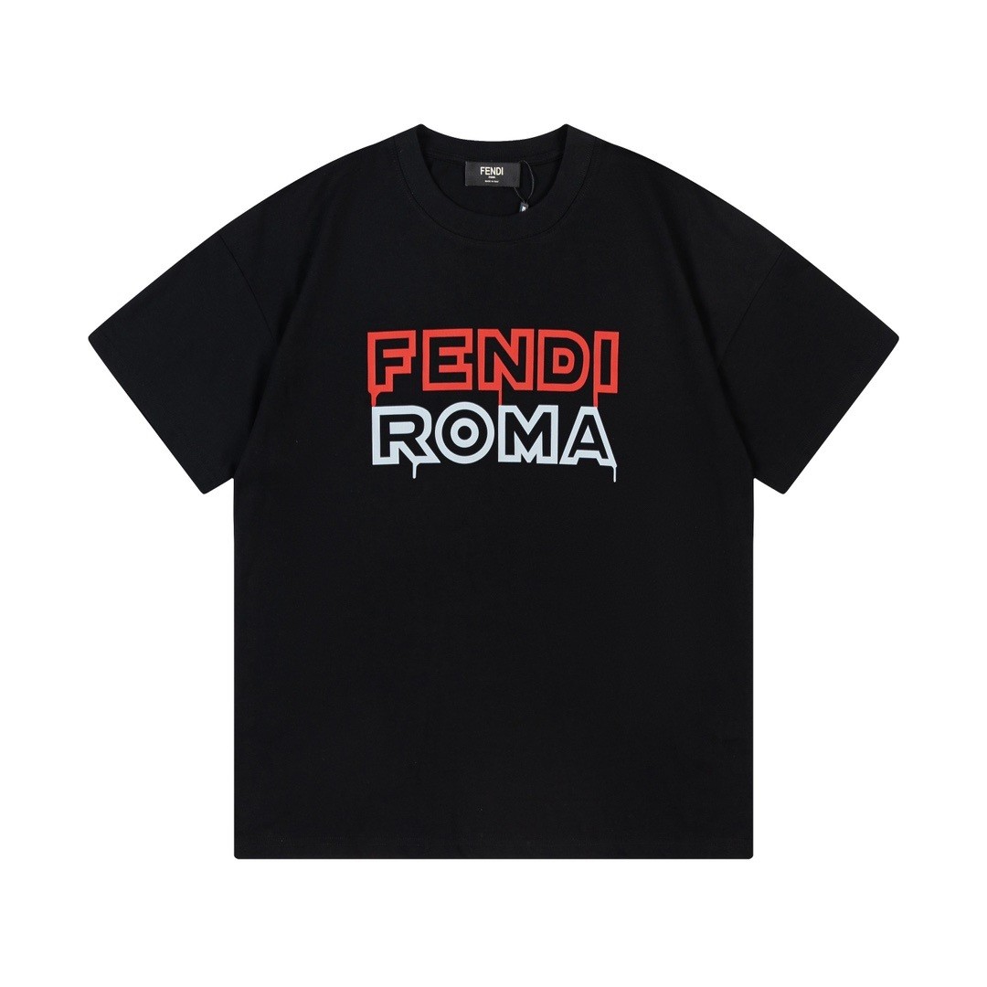 Fendi Rome 2023 Summer New Design Round Collar Cotton Breathable T-shirt