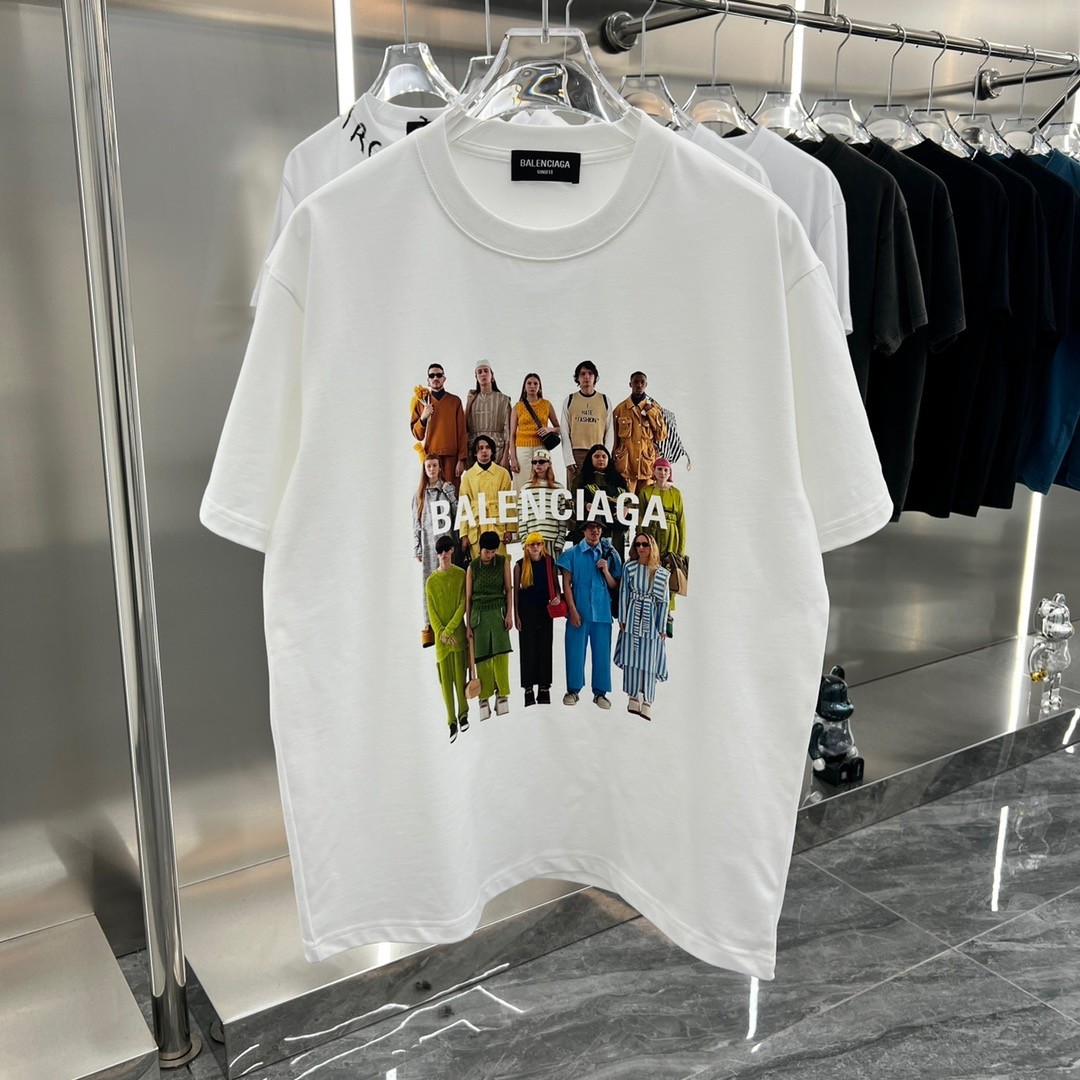 Balenciaga 2023 Popular Summer Fashion and Personality Cotton Unisex T-shirt
