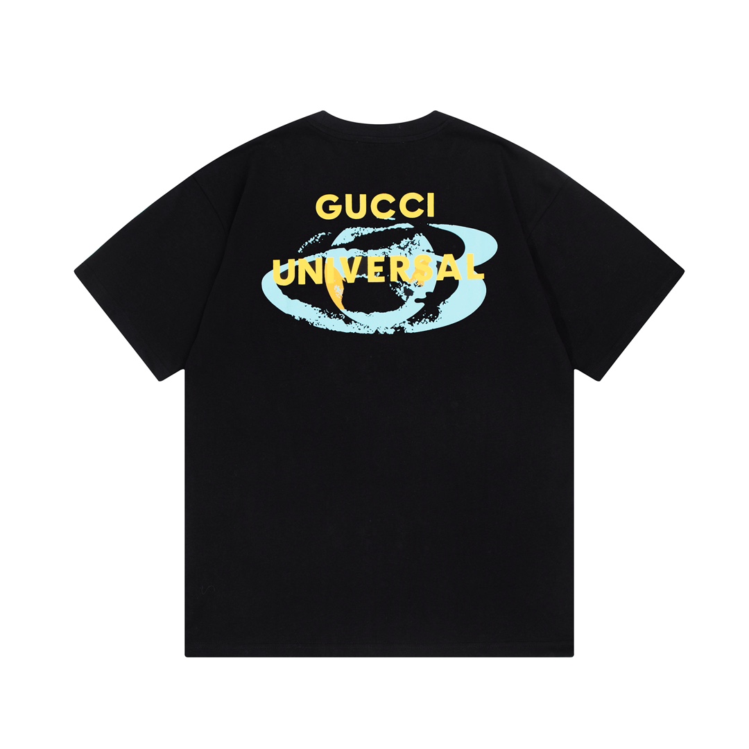 Gucci Summer New Design Rotating The Earth Printed Unisex Cotton T-shirt