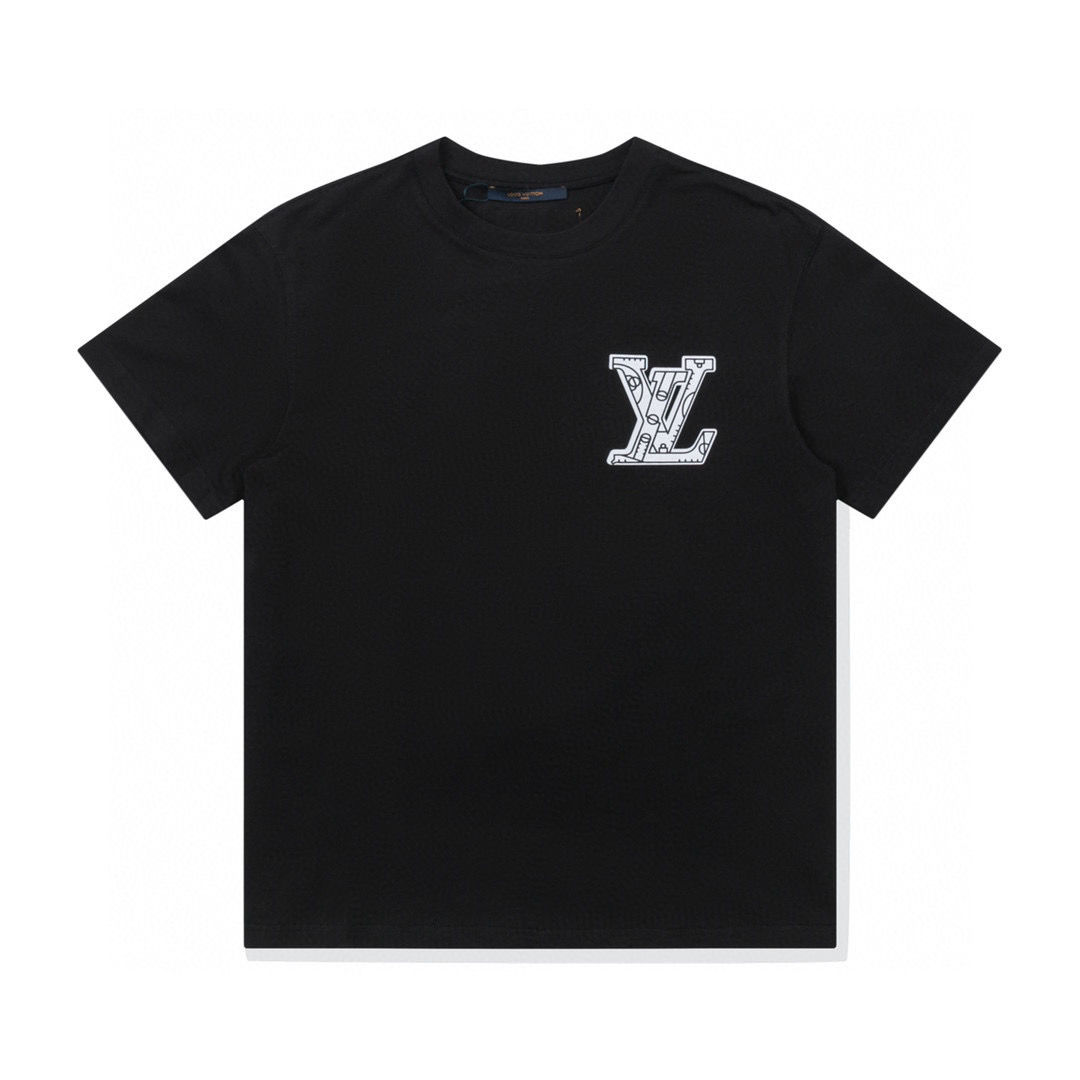 Louis Vuitton Big Logo Printed Round Collar Fashion Short Sleeve