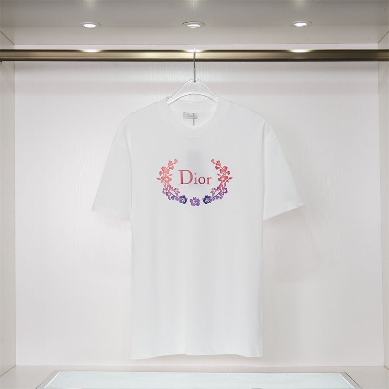 Dior Summer New Design Beautiful Flower Printed Unisex Cotton T-shirt