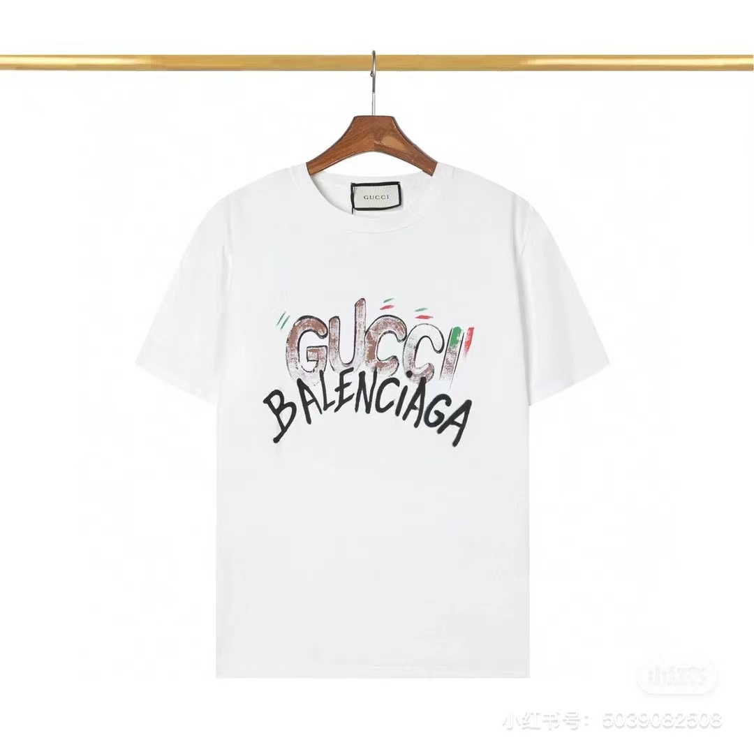 Gucci & Balenciaga Fashion Round Collar Cotton Breathable Unisex T-shirt