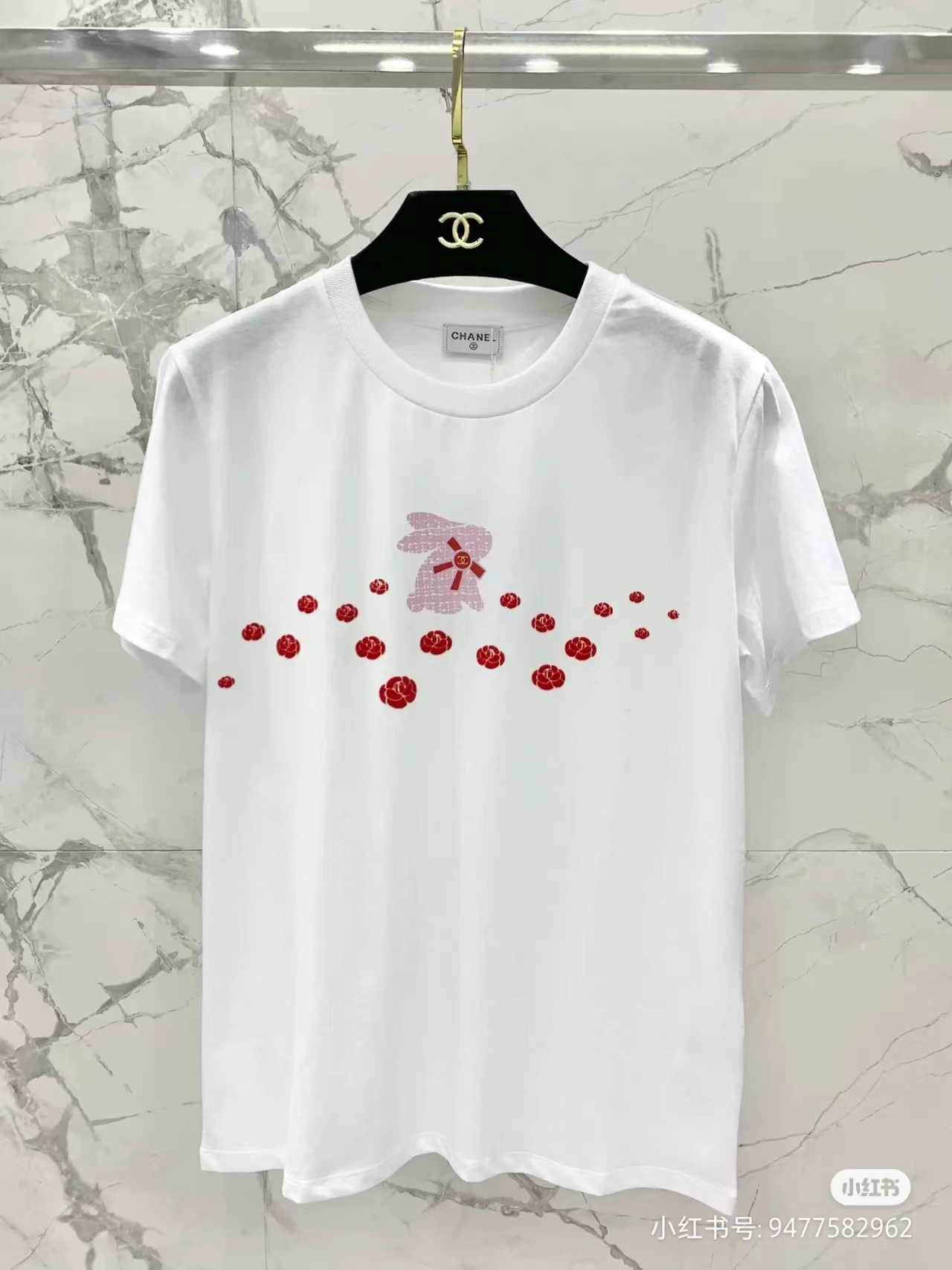 Chanel Cute Rabbit Printed Leisure Unisex Cotton T-shirt