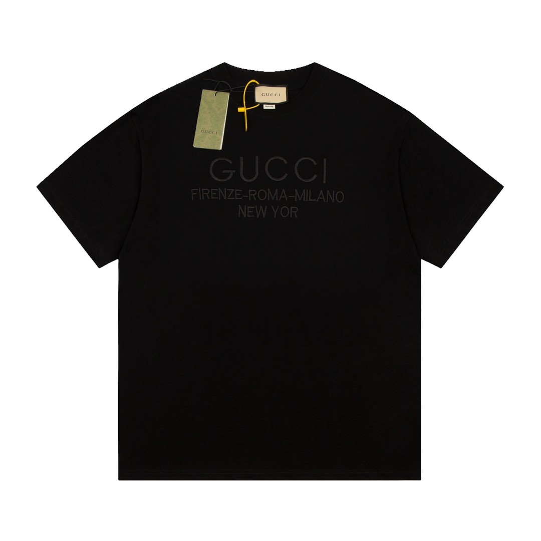 Gucci chest letter logo embroidered short sleeved T-shirt