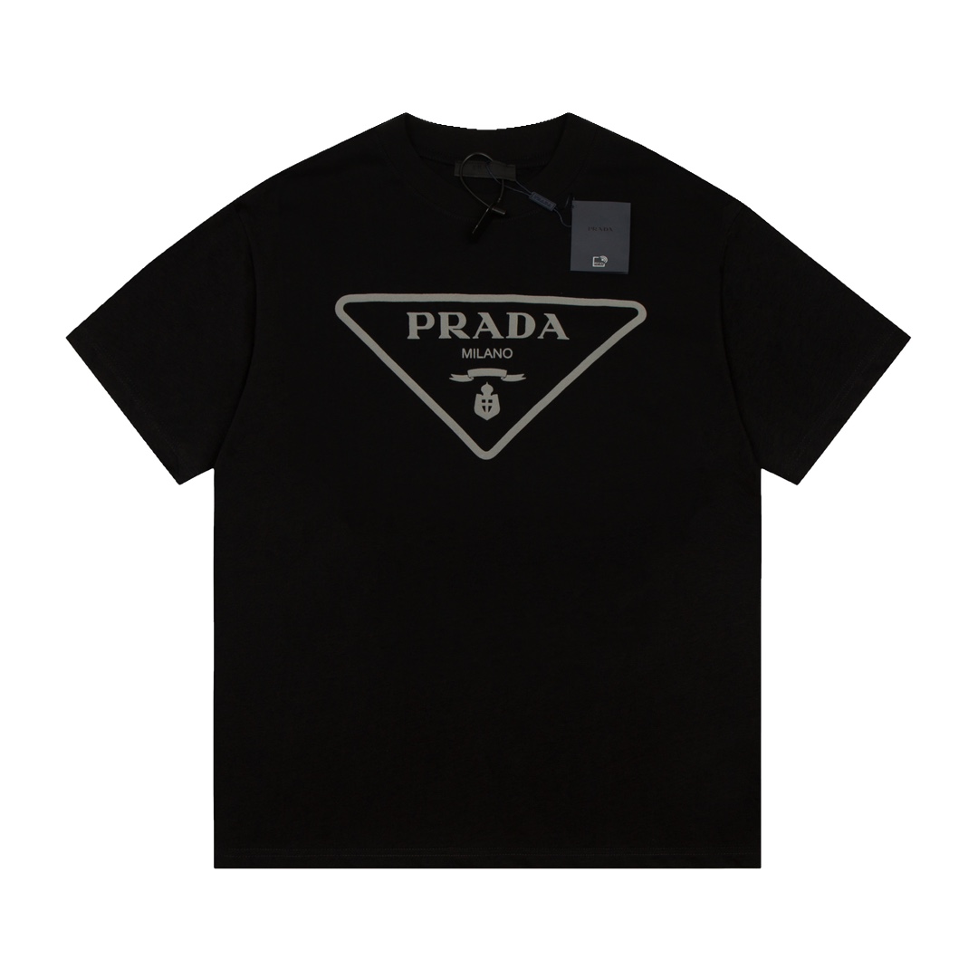 Prada Chest Triangle Short Sleeve T-shirt
