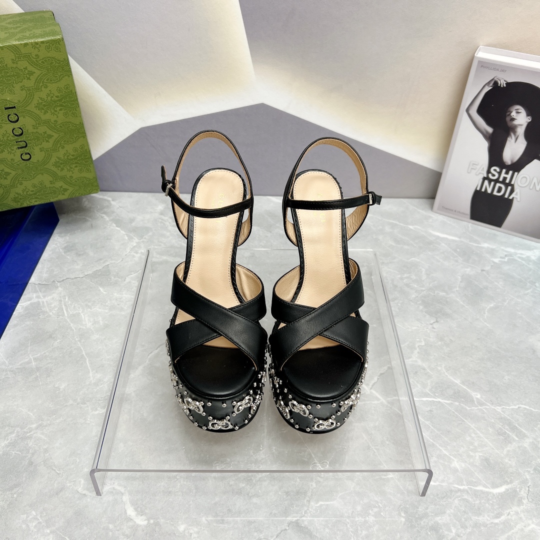 Gucci new round toe platform high-heeled sandals