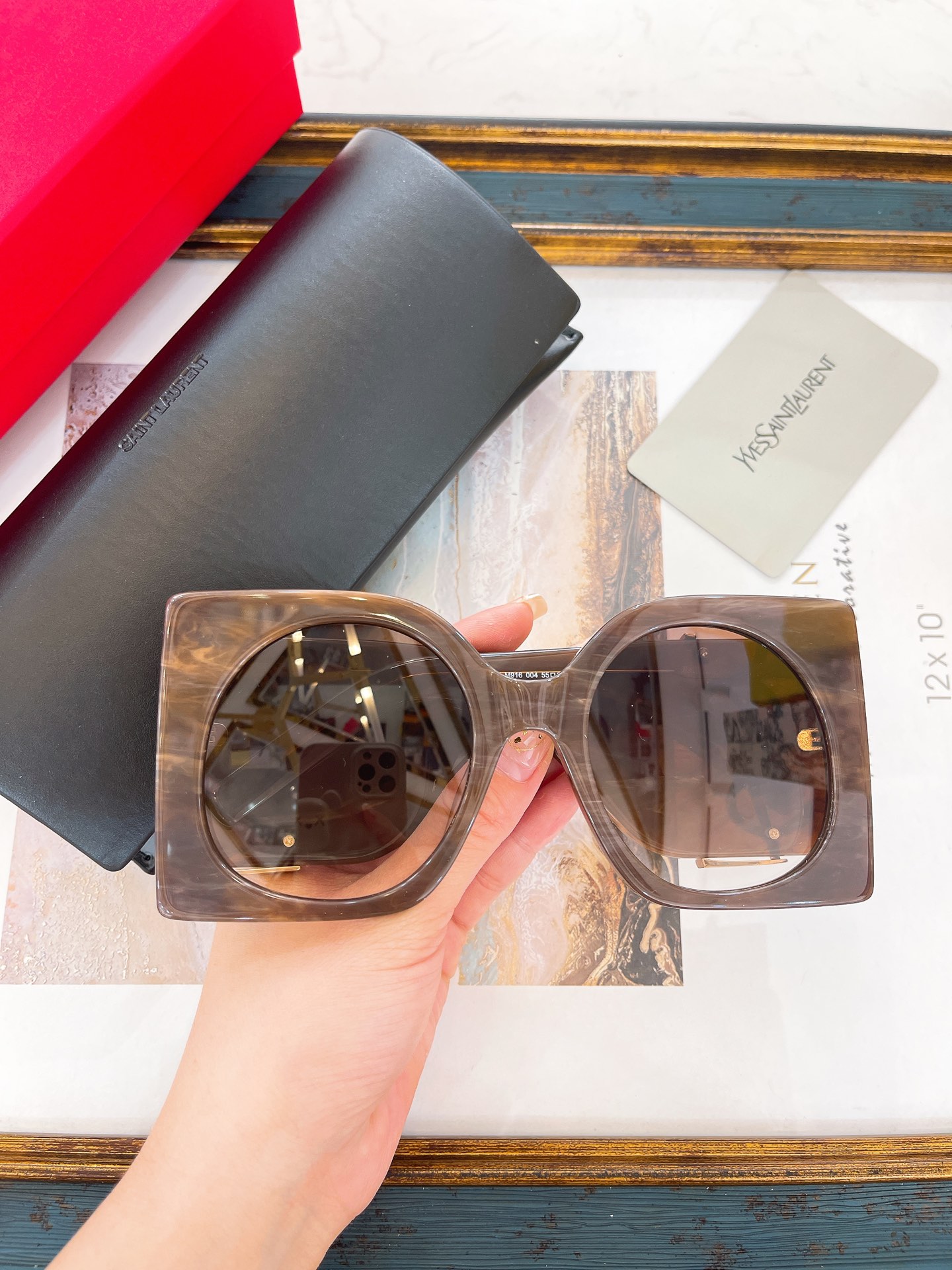 YSL fashion oversize thick frame sunglasses