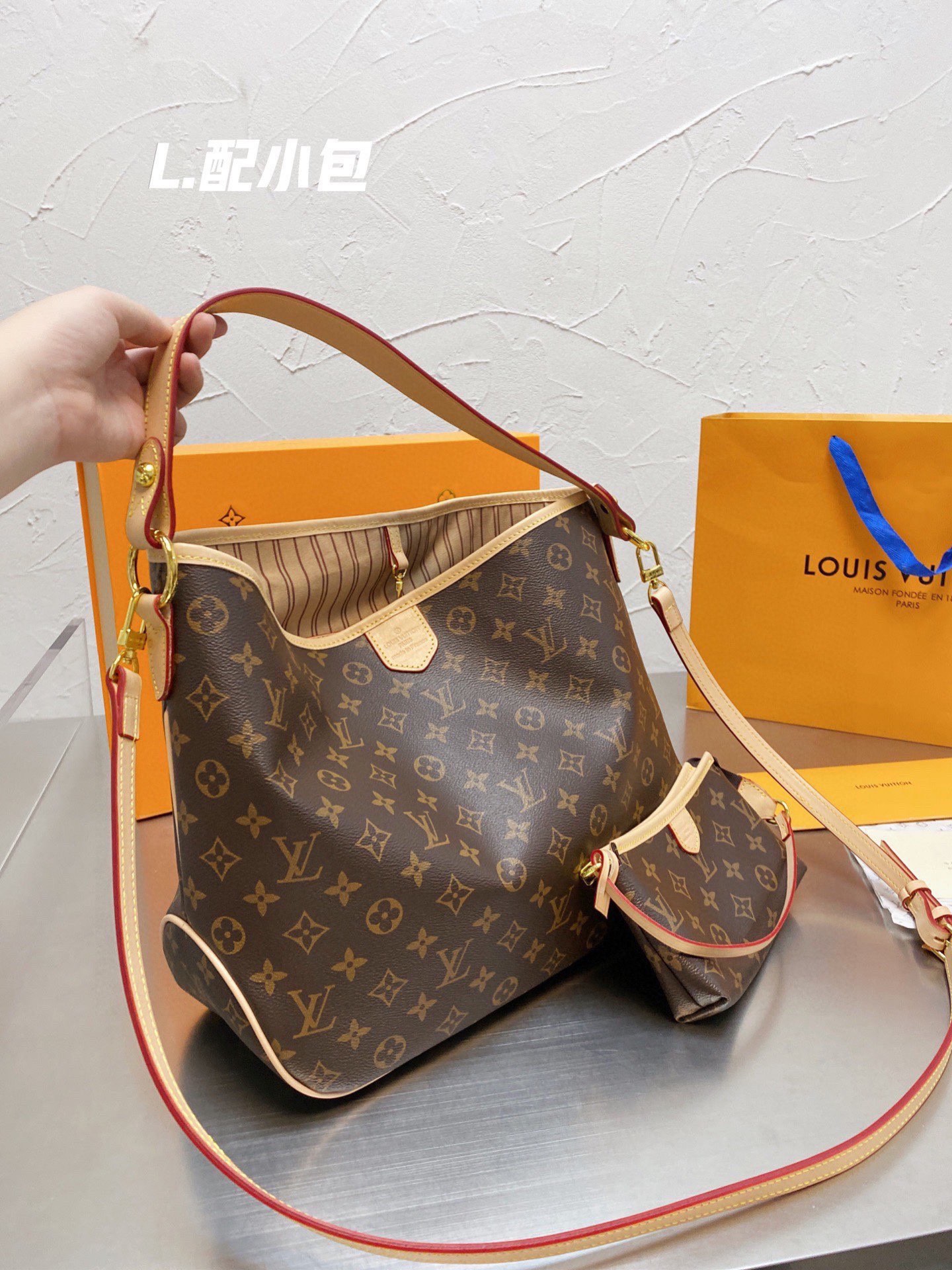 LV Louis Vuitton Handbags Tote Shopping Bags 2 In 1