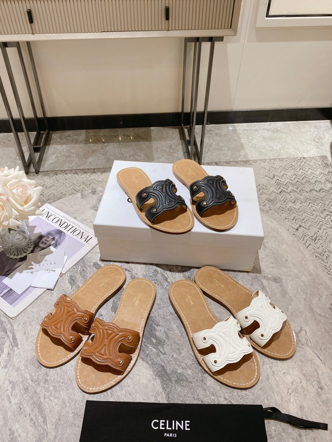 Celine spring and summer new products Arc de Triomphe retro Roman sandals and slippers
