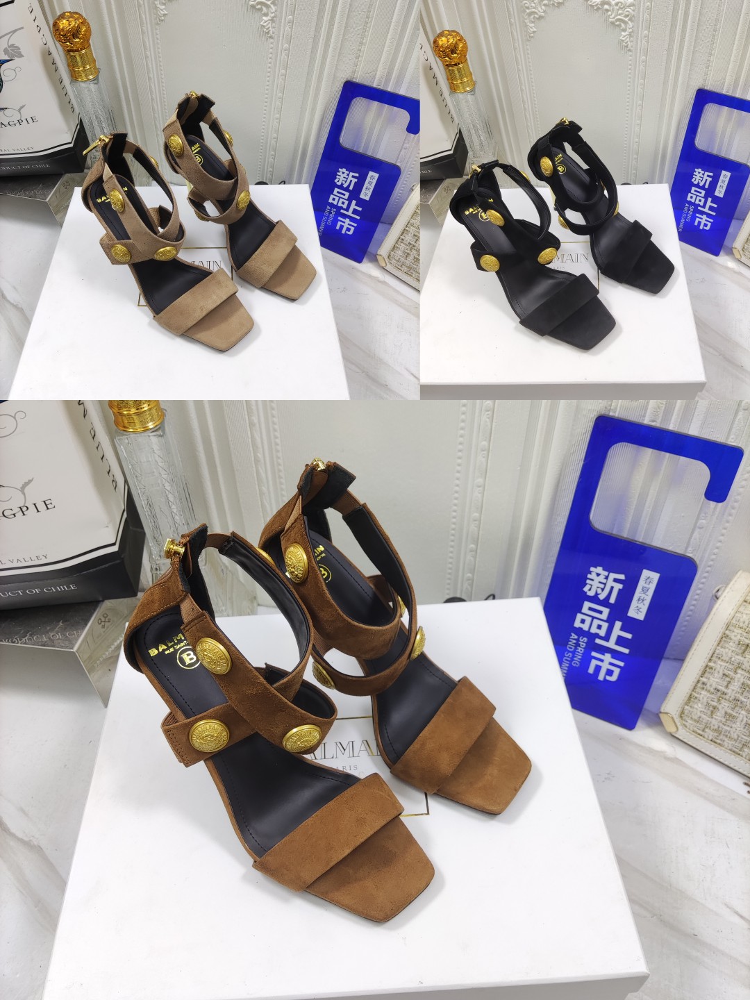 Balmain 2023 spring and summer latest fashion show original custom metal buckle high-heeled sandals