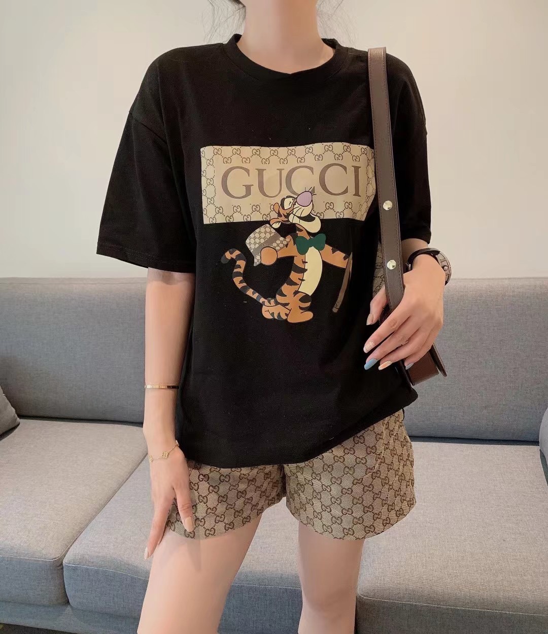 【Low price promotion]】 Gucci Cartoon Tigger printed short sleeve