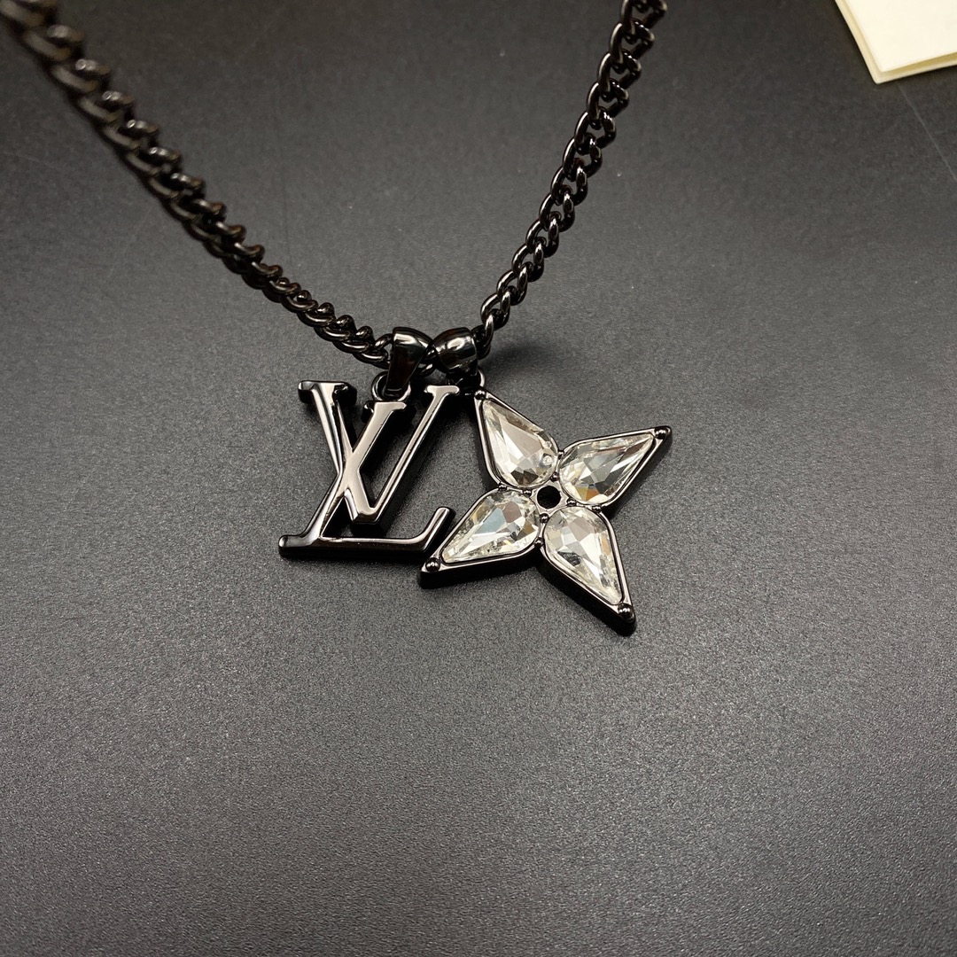 LV New ACC Black Gold Necklace