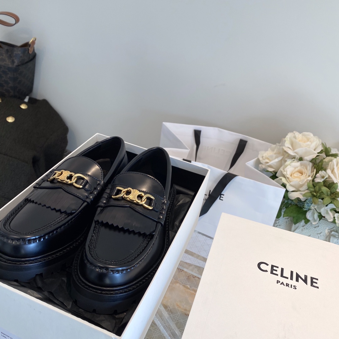 Celine retro tassel thick sole loafers 