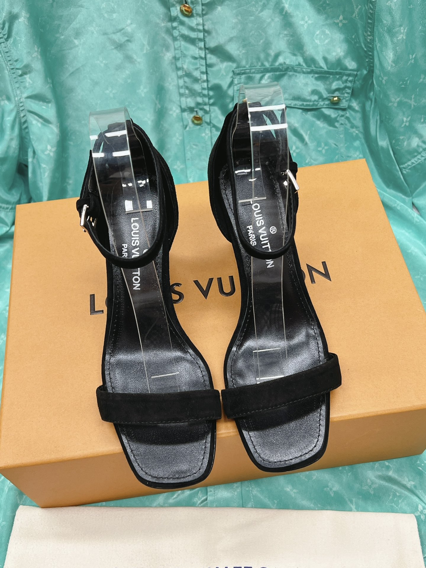 LV donkey brand new wedge high-heeled sandals with rhinestones