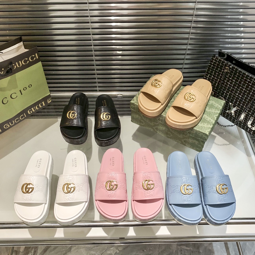 Gucci new Korean style platform slippers