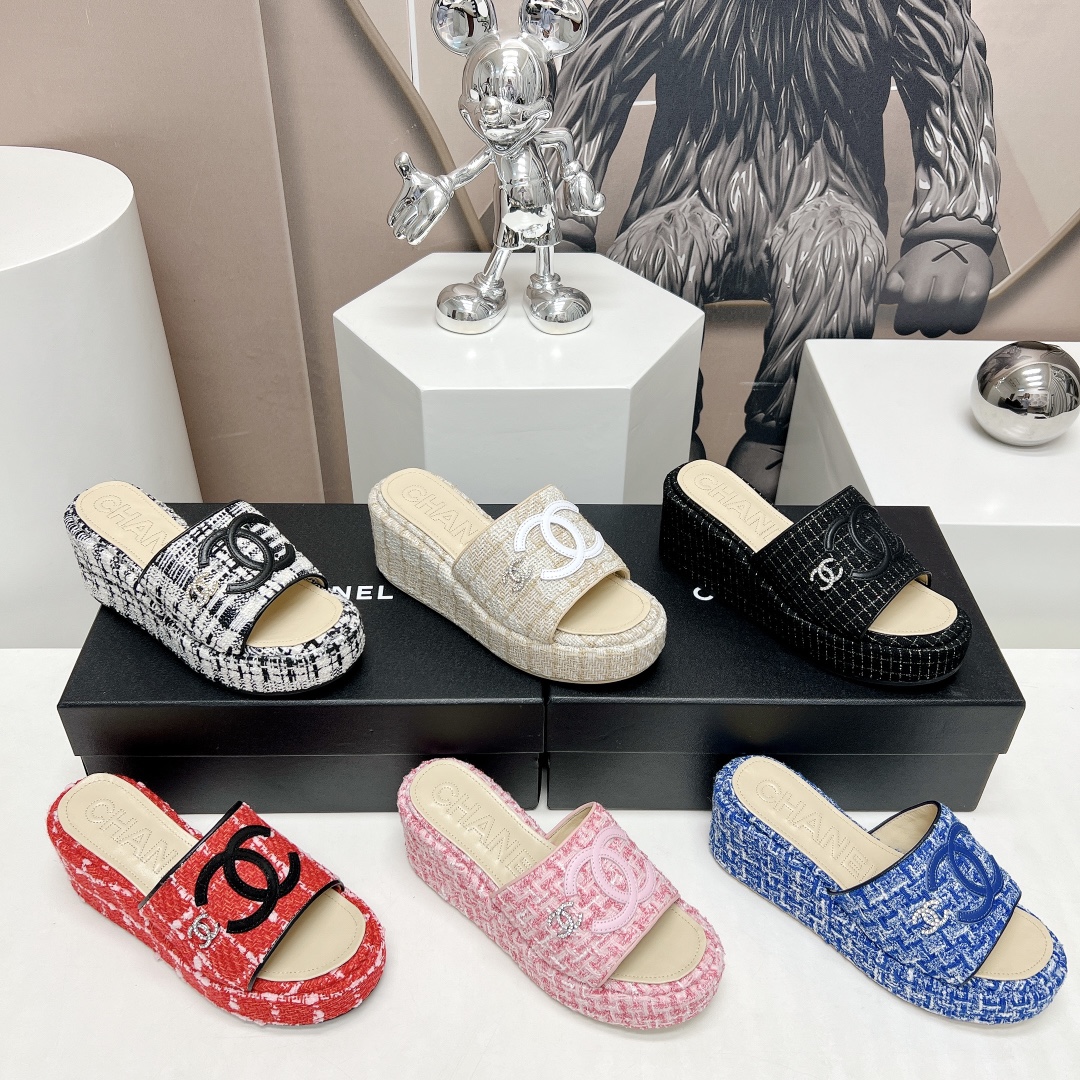 Chanel 2023vs spring and summer hot sandals series muffin thick-soled hemp sandals