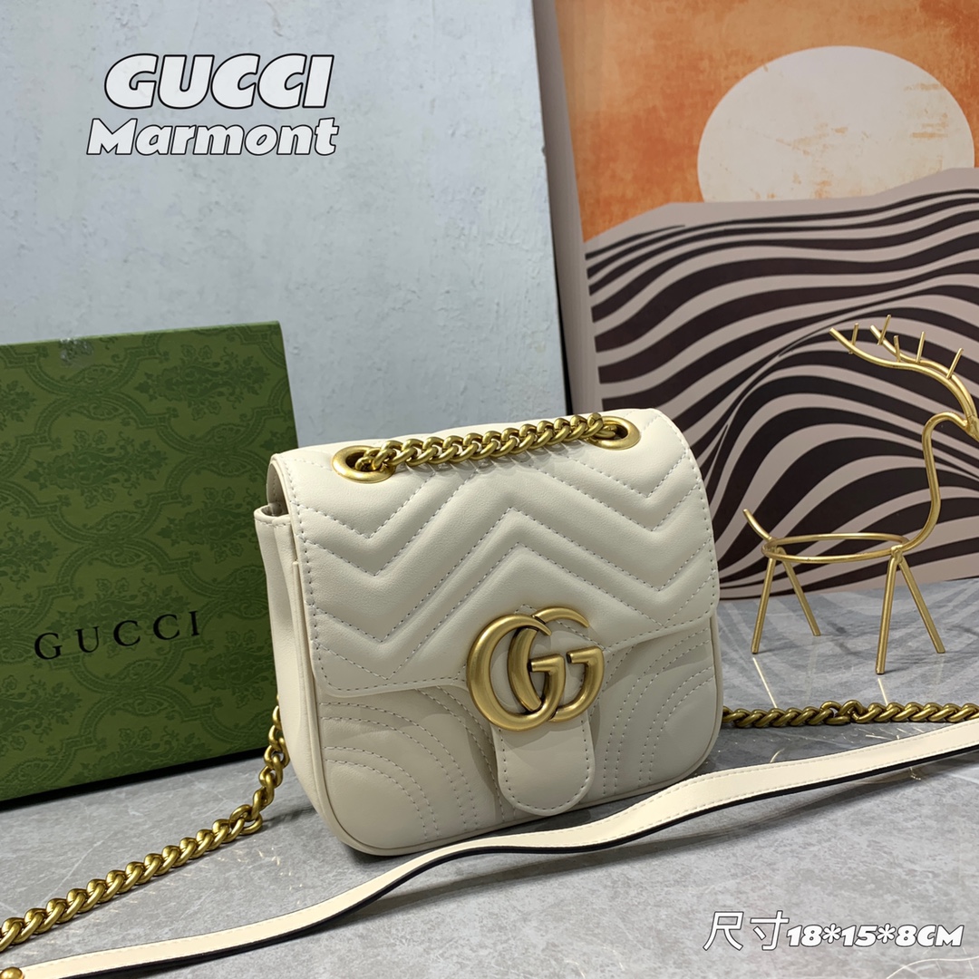 GUCCI Marmont Series Golden Logo Square Chain Bags