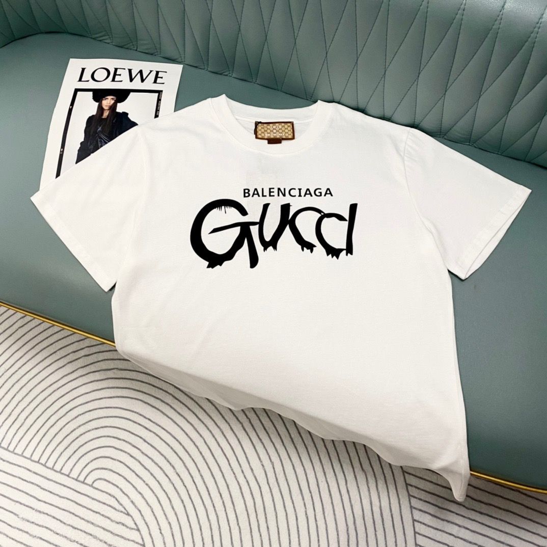 Gucci &Balenciaga Unisex Fashion T-shirt Black and White Color