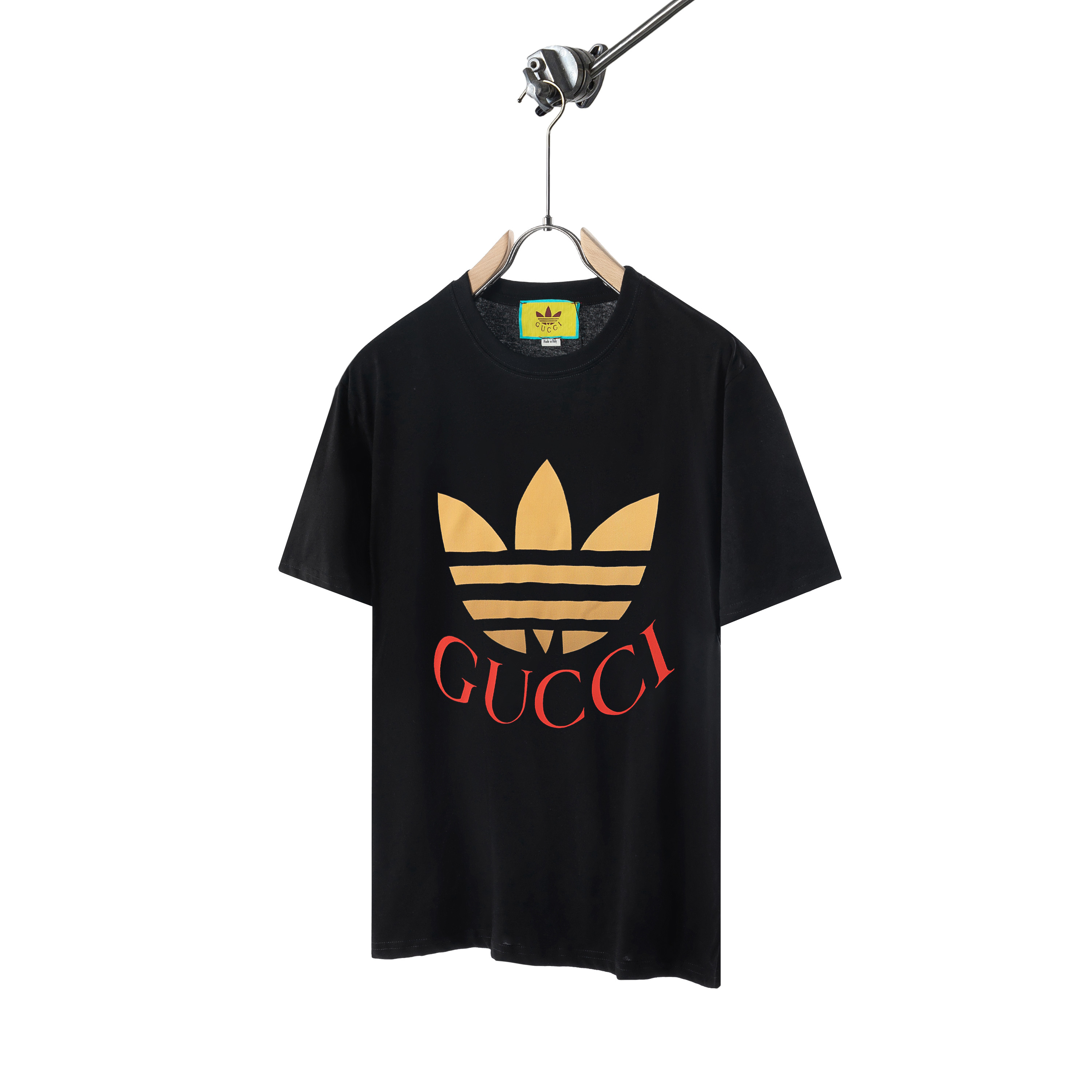 Gucci & Adidas Cotton Breathable Golden Logo Unisex Fashion T-shirt