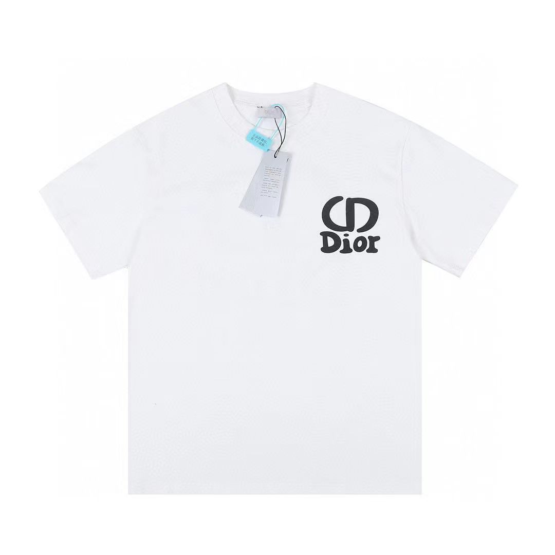 Dior New Design Classic Logo Printed Cotton Unisex T-shirt