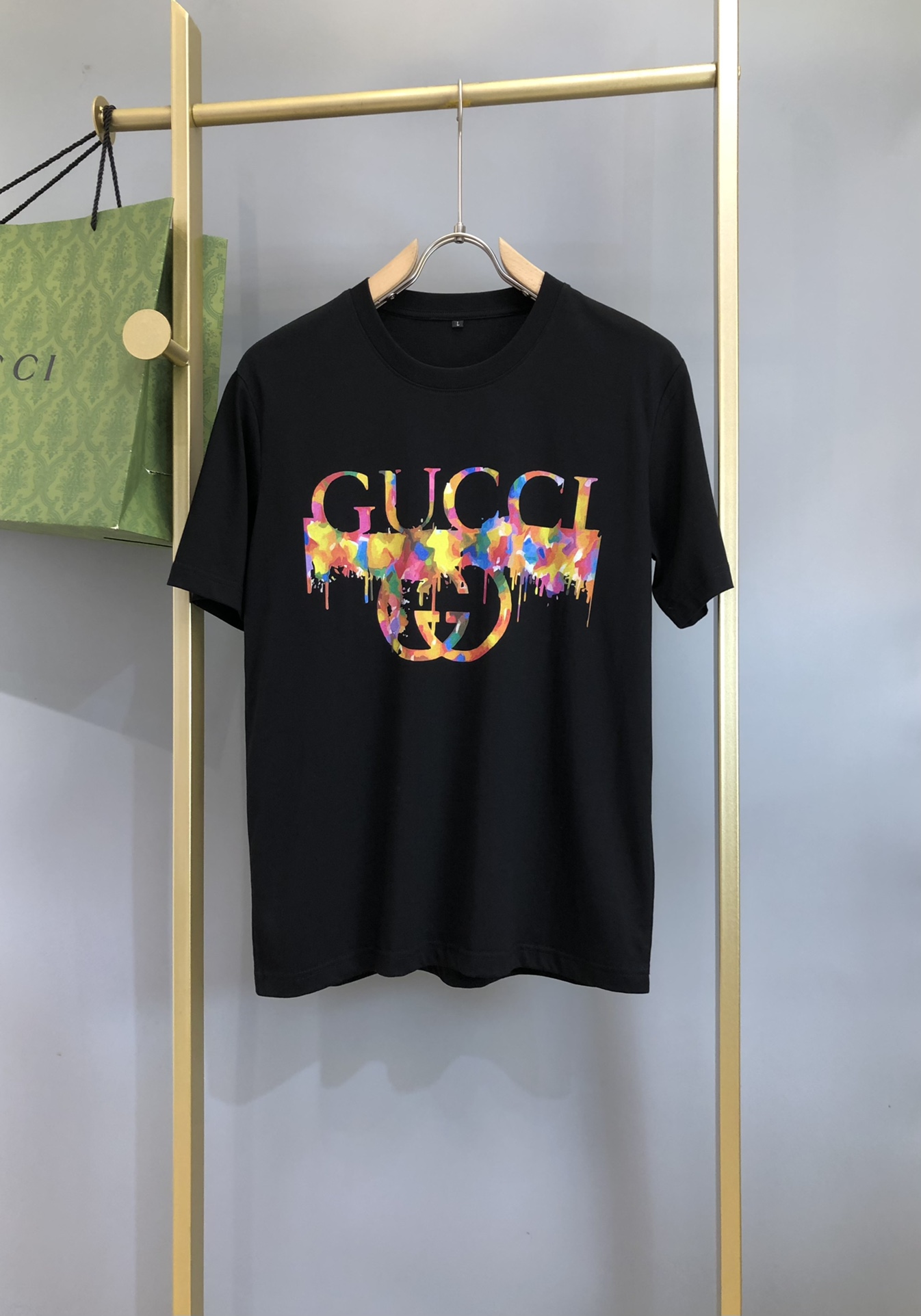 Gucci Summer Cotton Breathable Solid Color Unisex Leisure T-shirt