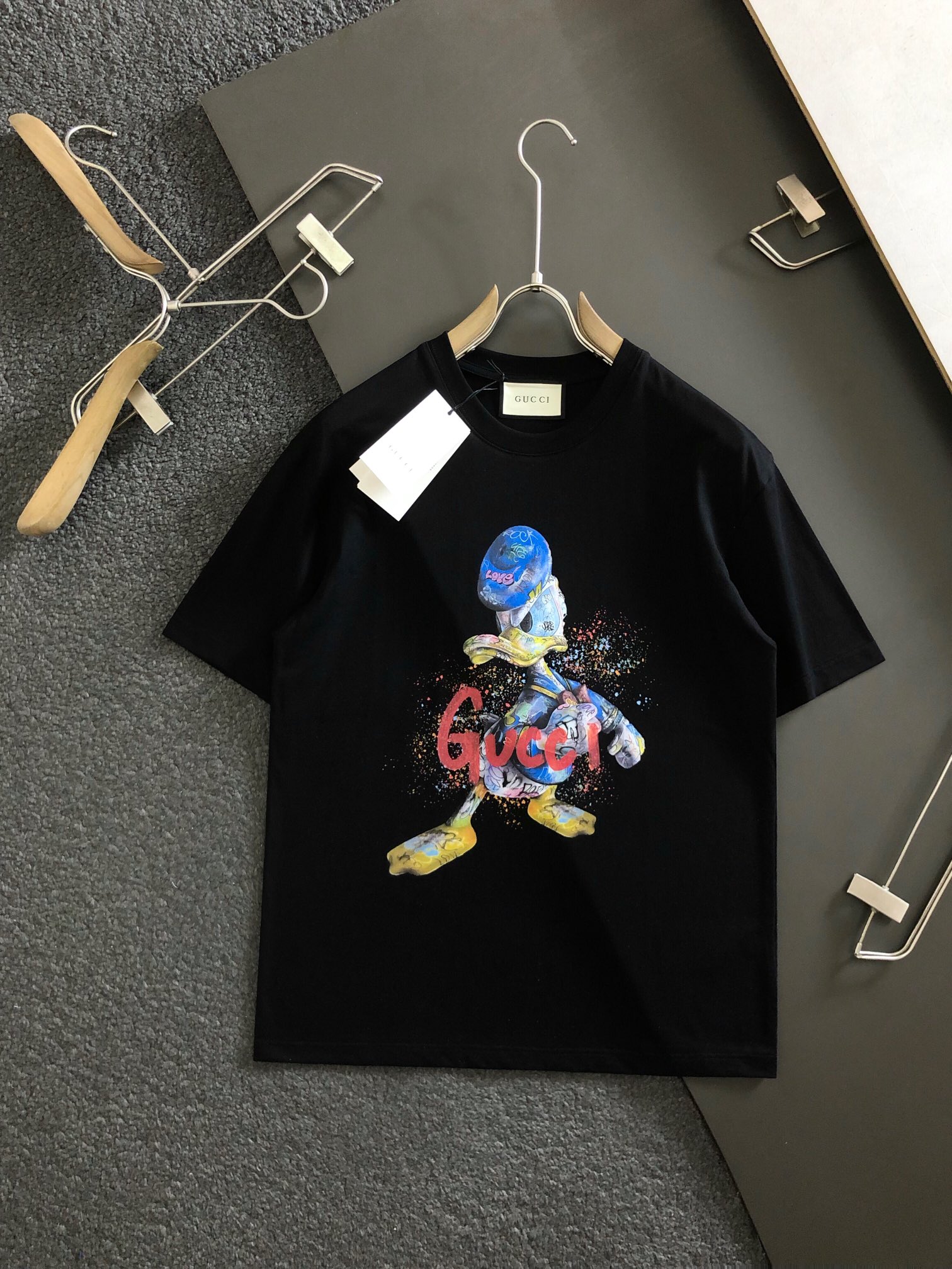 Gucci Summer Donald Duck Printed Cotton Breathable Unisex Casual T-shirt