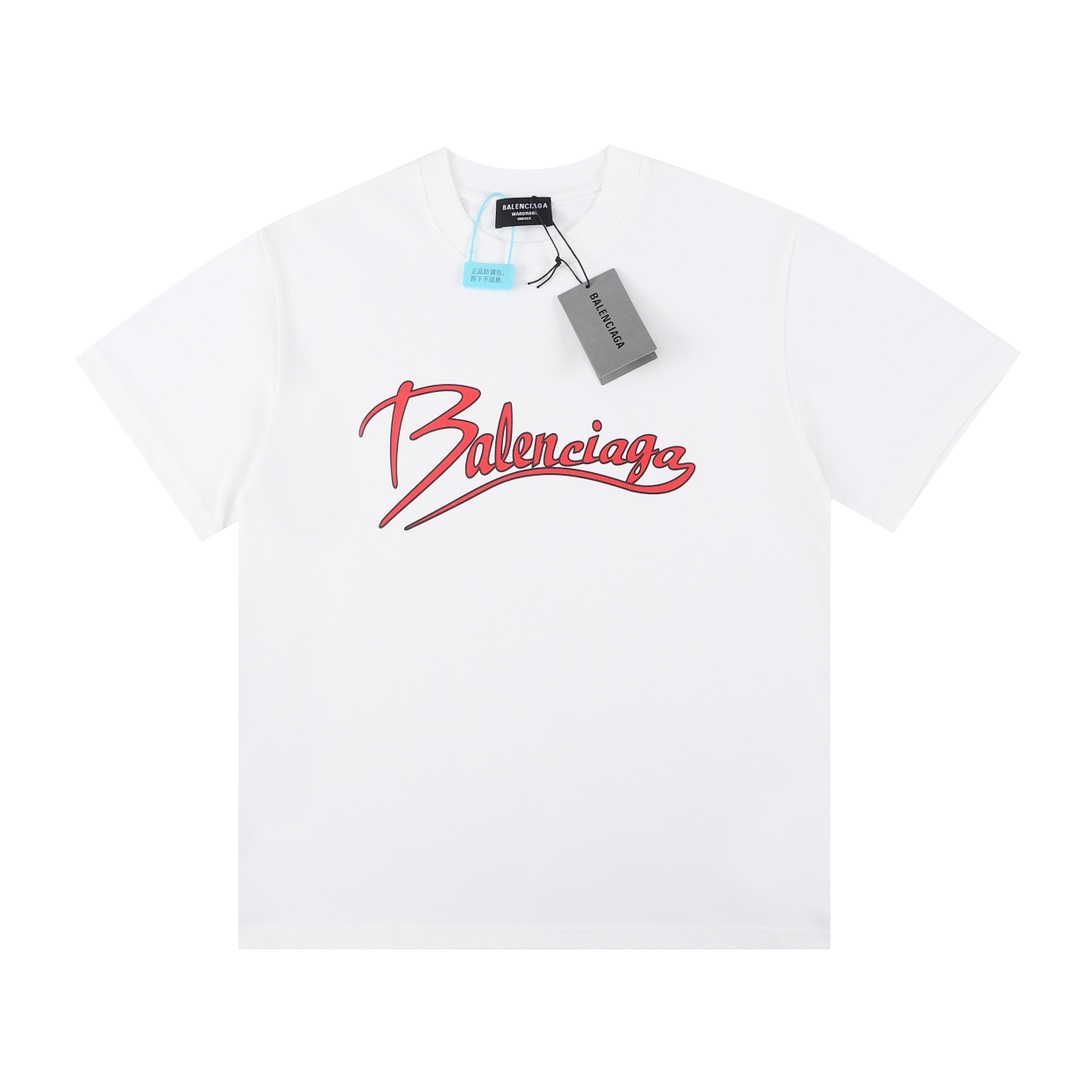 Balenciaga 2023 Classic Logo Printed Cotton Breathable Unisex Fashion T-shirt