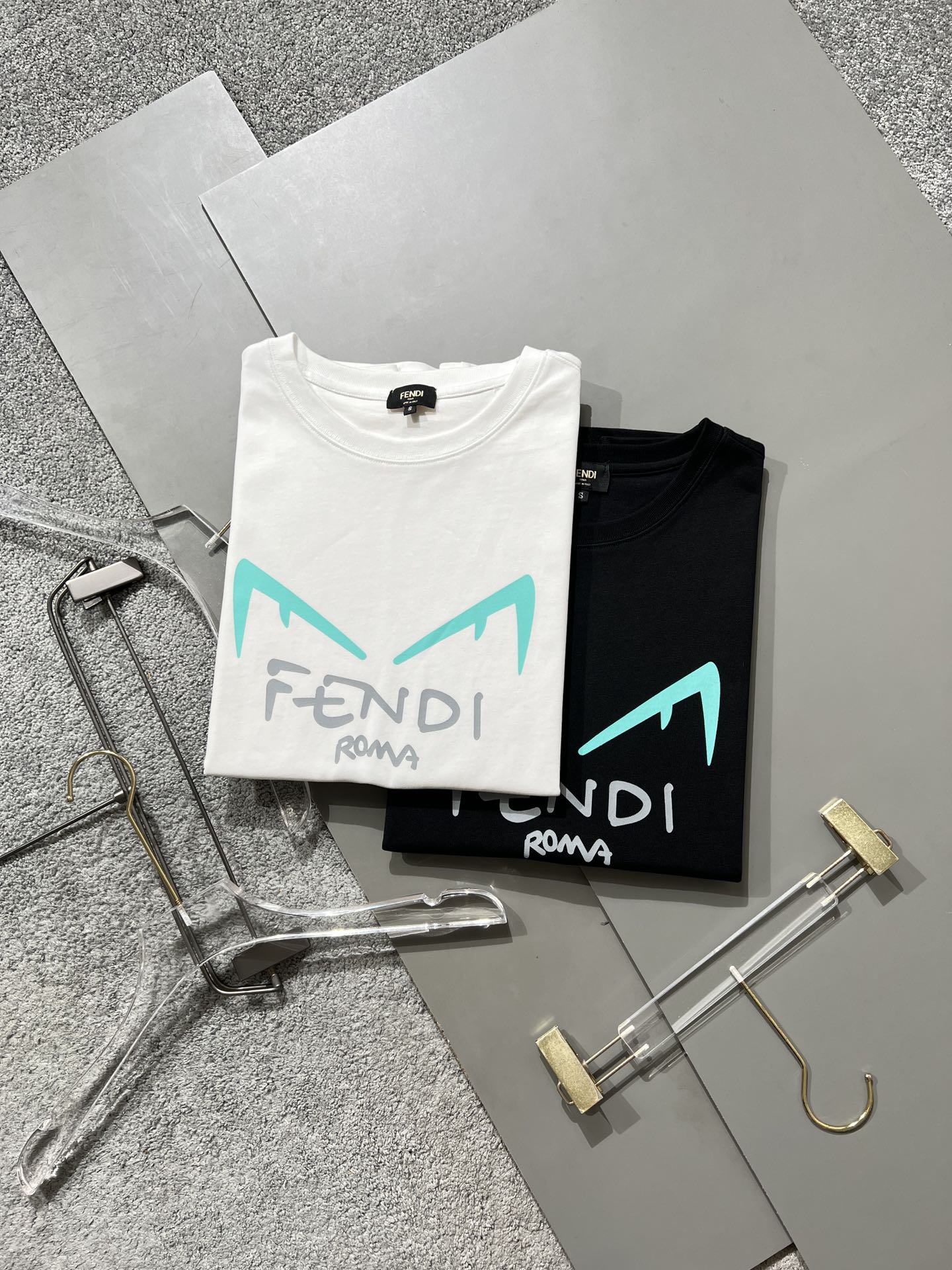 Fendi 2023 New Design Round Neck Cotton 100 Percent Unisex Casual Short Sleeve