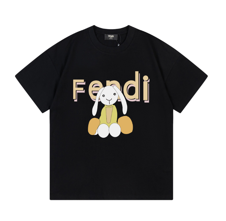 Fendi 2023 Round Neck Cotton 100 Percent Unisex Fashion T-shirt