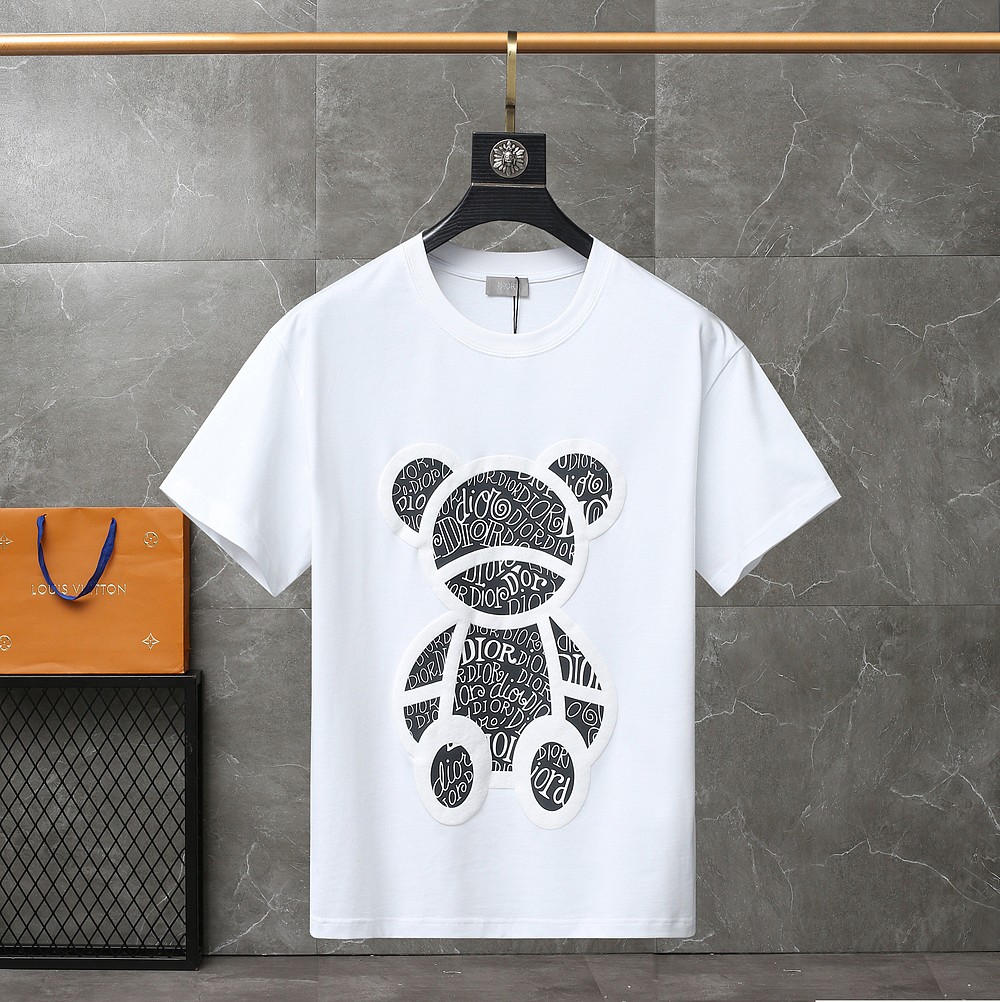 Dior Summer Bear Printed Cotton 100 Percent Unisex Lesiure T-shirt