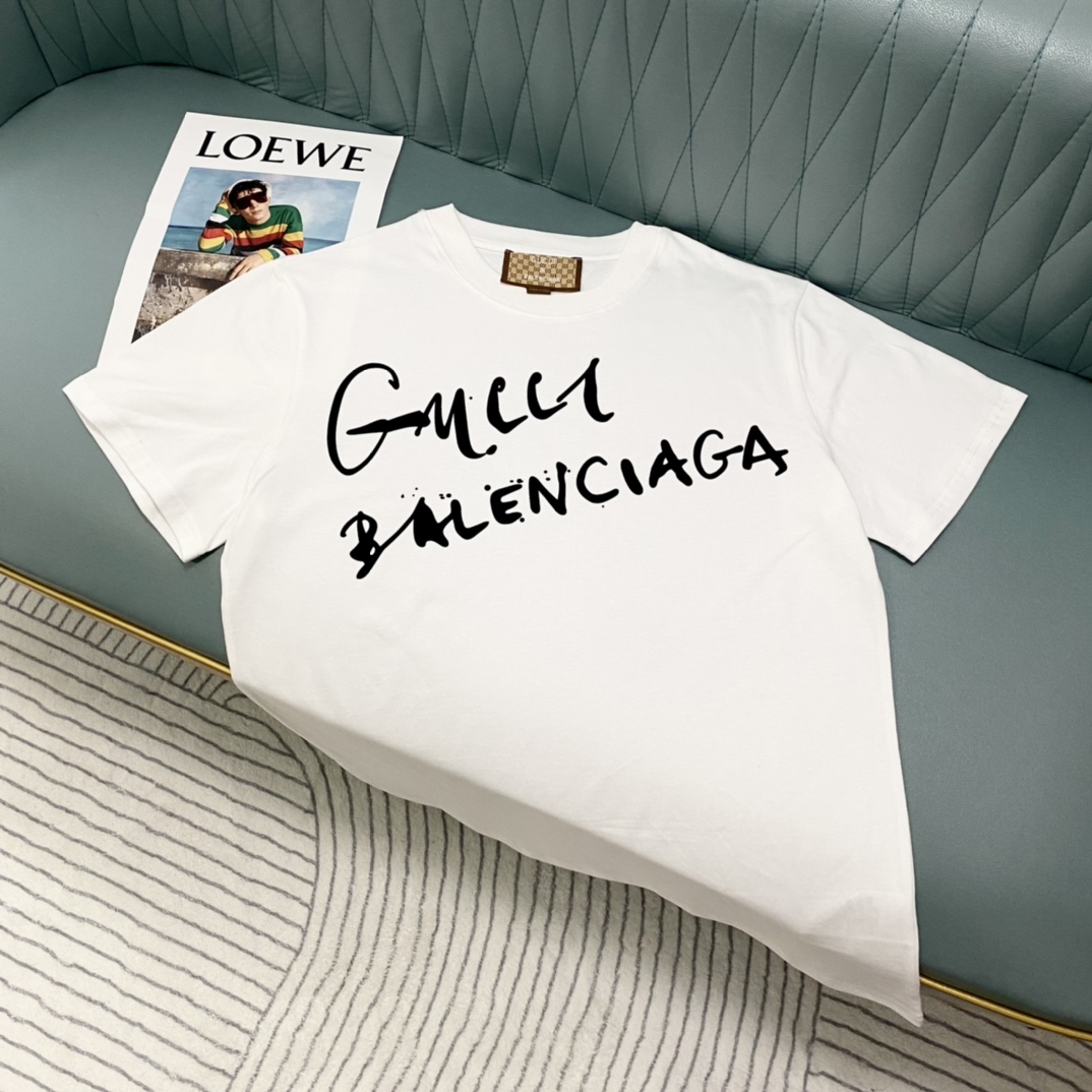Gucci & Balenciaga Summer Round Neck Unisex Casual T-shirt