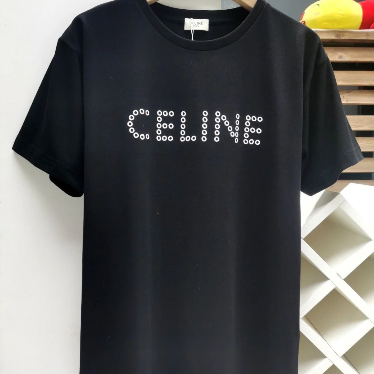 Celine 2023 Classic Logo Printed Unisex Stylish T-shirt Cotton Breathable