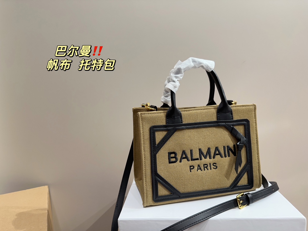 Balmain canvas tote bag B-ARMY series