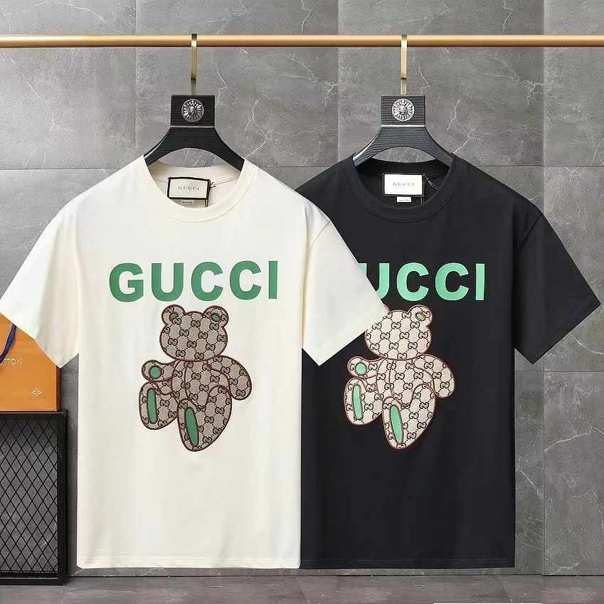Gucci Summer Bear Printed Cotton Breathable Unisex Casual T-shirt