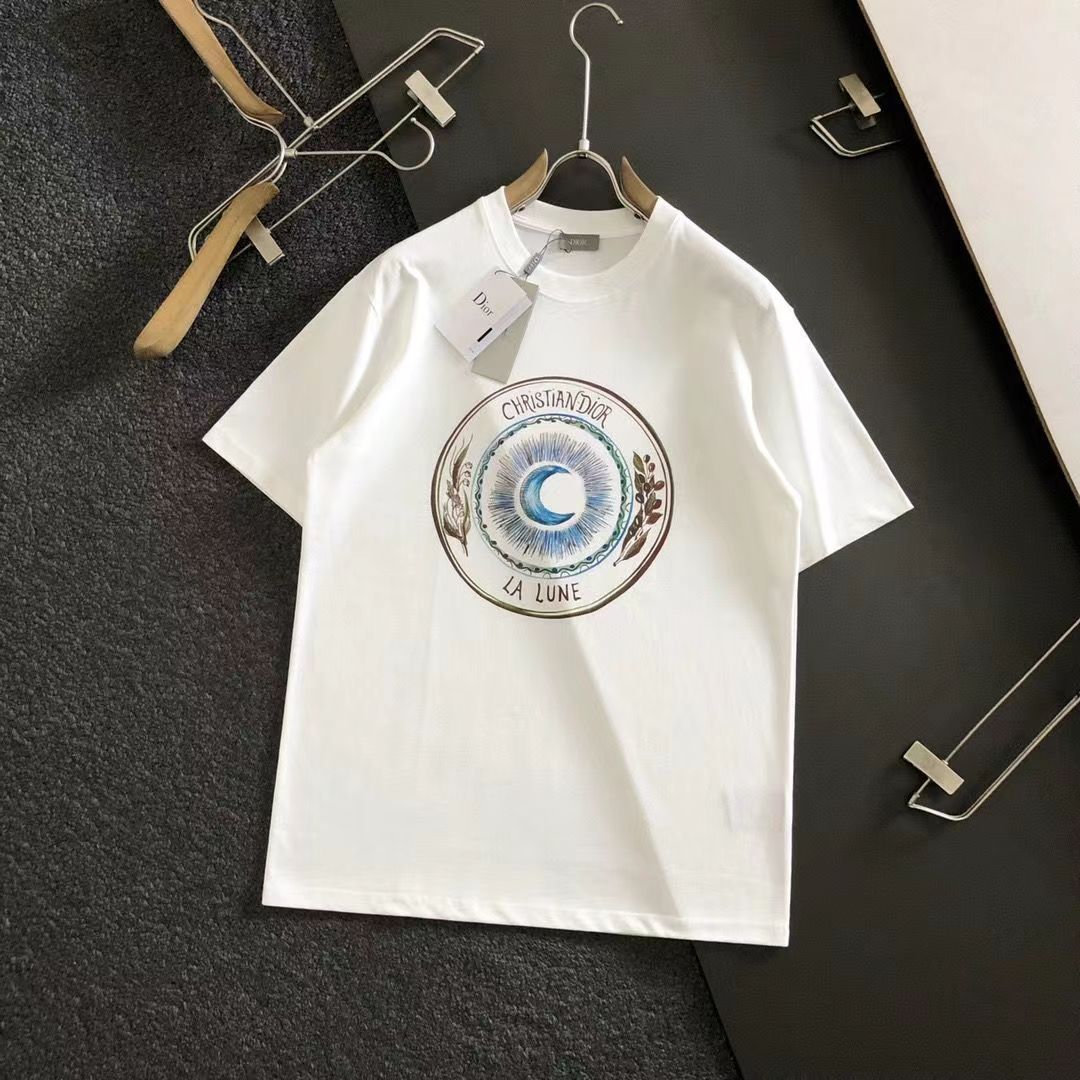 Dior Moon Flower Printed Summer New Design Unisex Stylish T-shirt