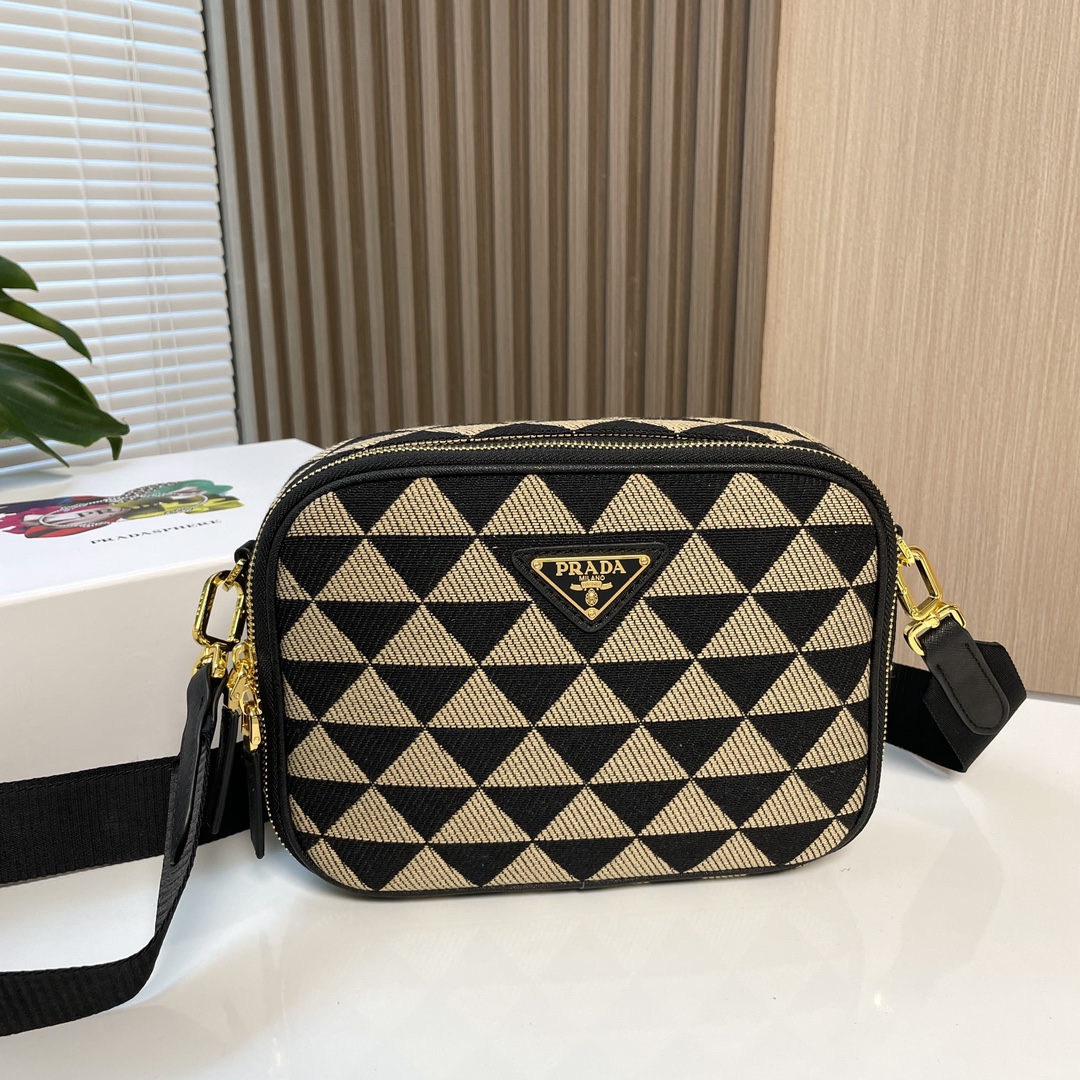 Prada messenger bag in embroidered fabric