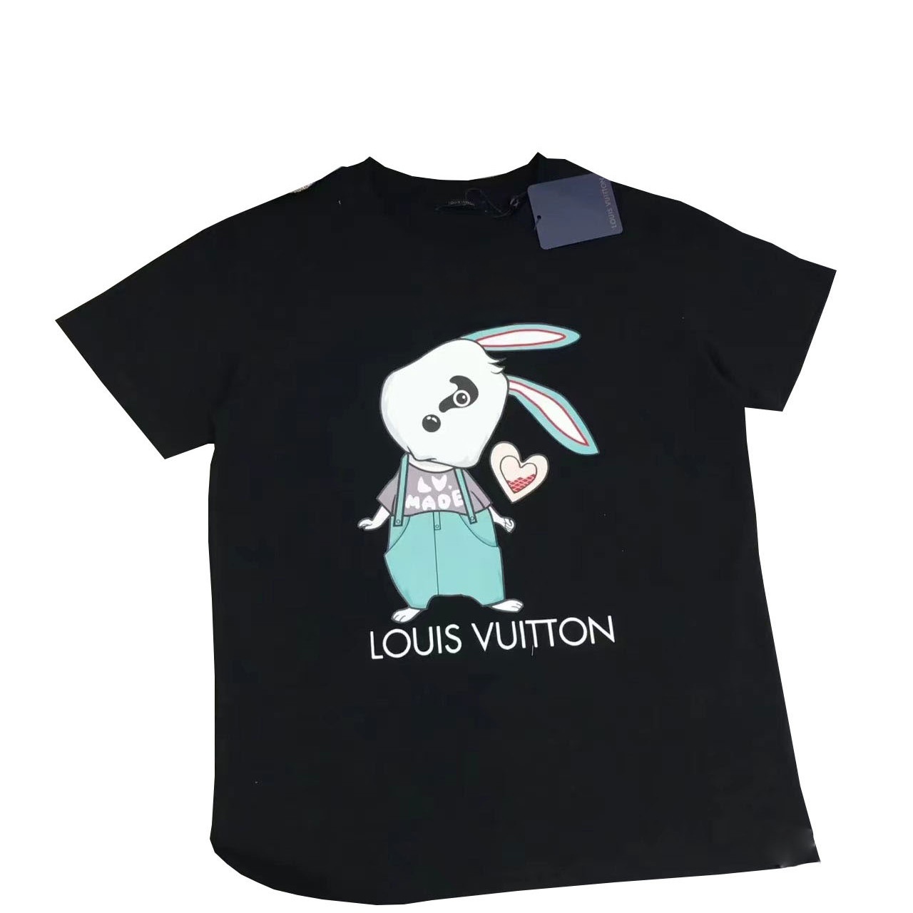 Louis Vuitton Cute Rabbit Embroidered Unisex Fashion Short Sleeve