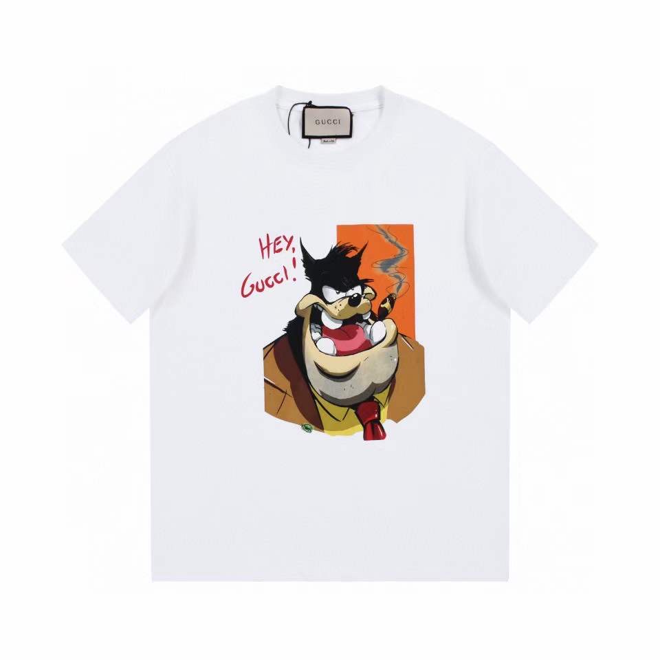 Gucci Cute Carton Character Printed Cotton Breathable Unisex Leisure T-shirt