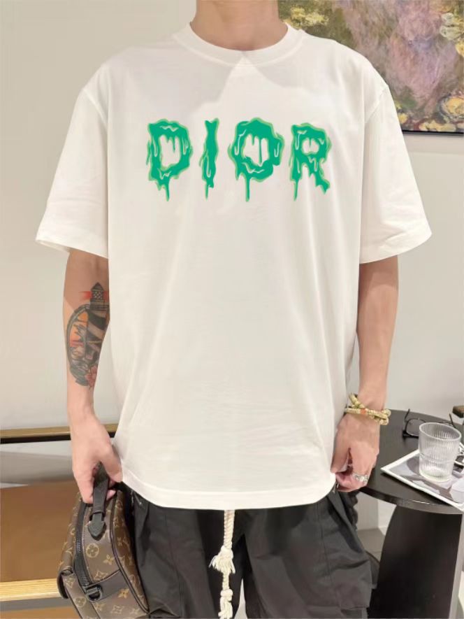 Dior New Design Unisex Leisure T-shirt Cotton 100 Percent