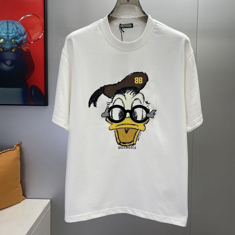 Balenciaga Donald Duck Embroidered Cotton Breathable Unisex Leisure T-shirt
