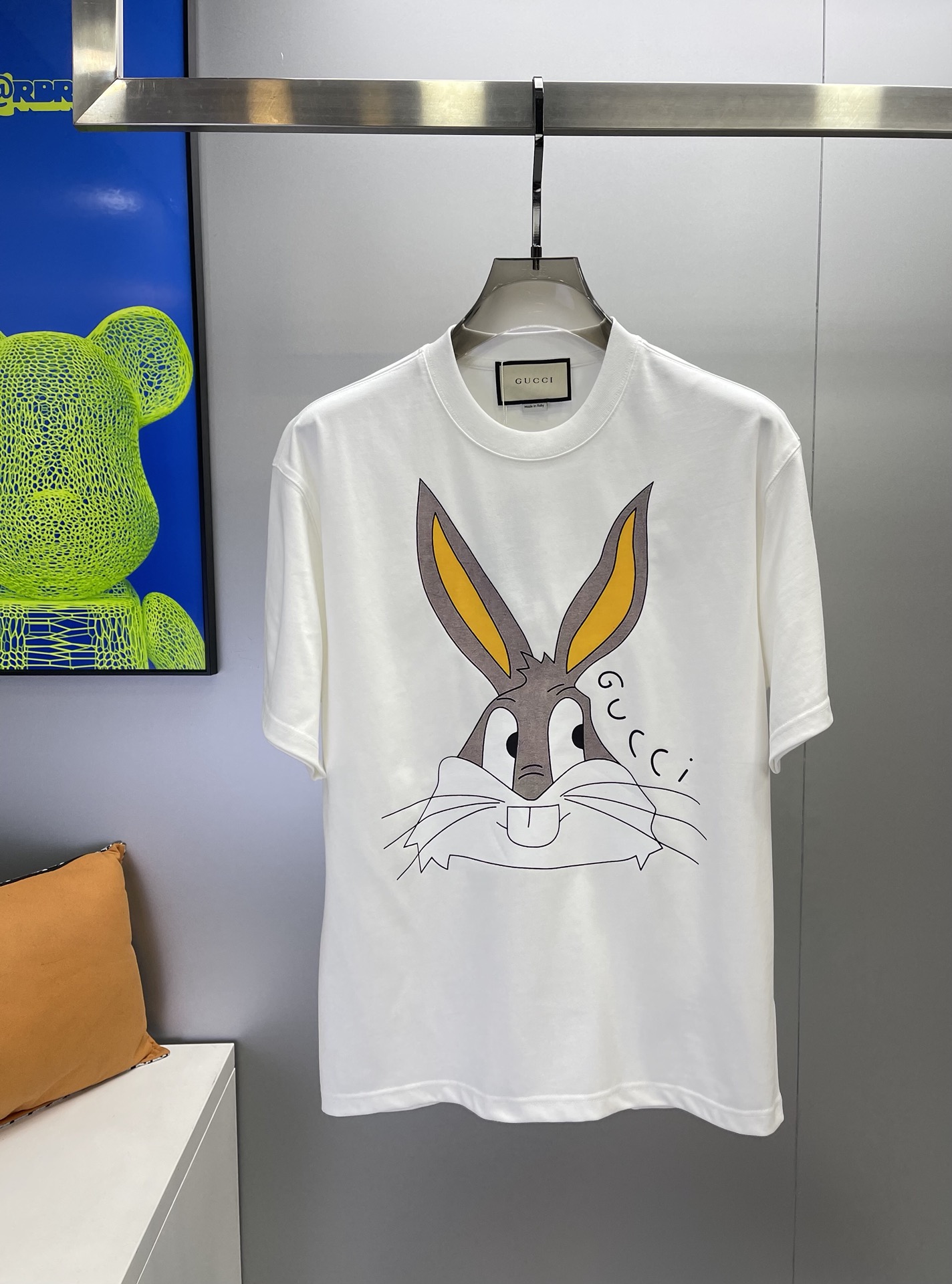 Gucci Cute Rabbit Embroidered Cotton Breathable Unisex Casual T-shirt