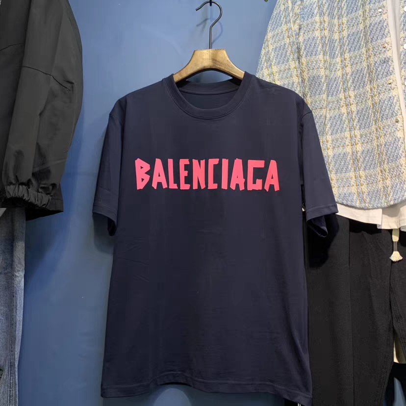 Balenciaga Classic Letter Embroidered Unisex Casual T-shirt