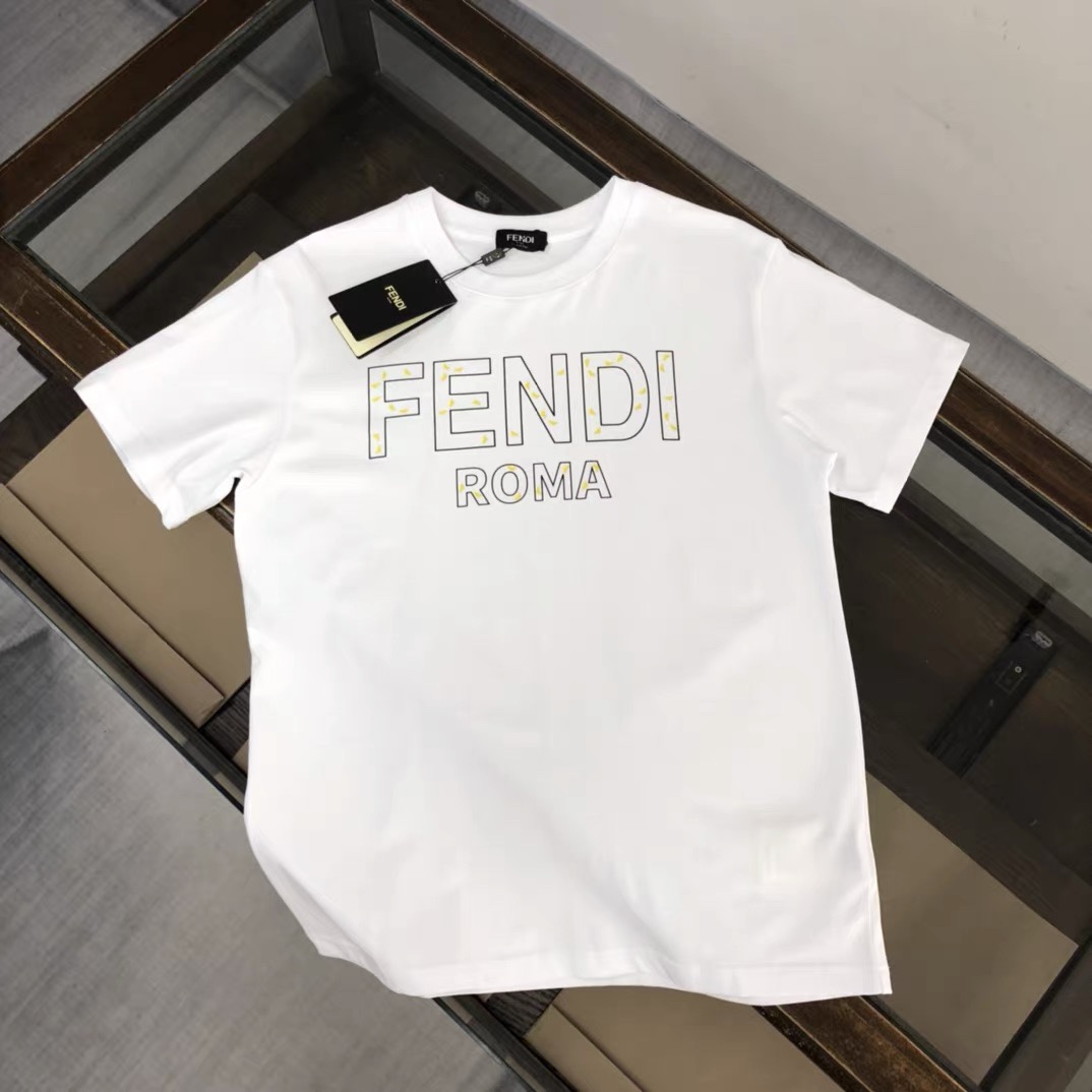 Fendi Roma 2023 New Design Unisex Stylish T-shirt Cotton 100 Percent