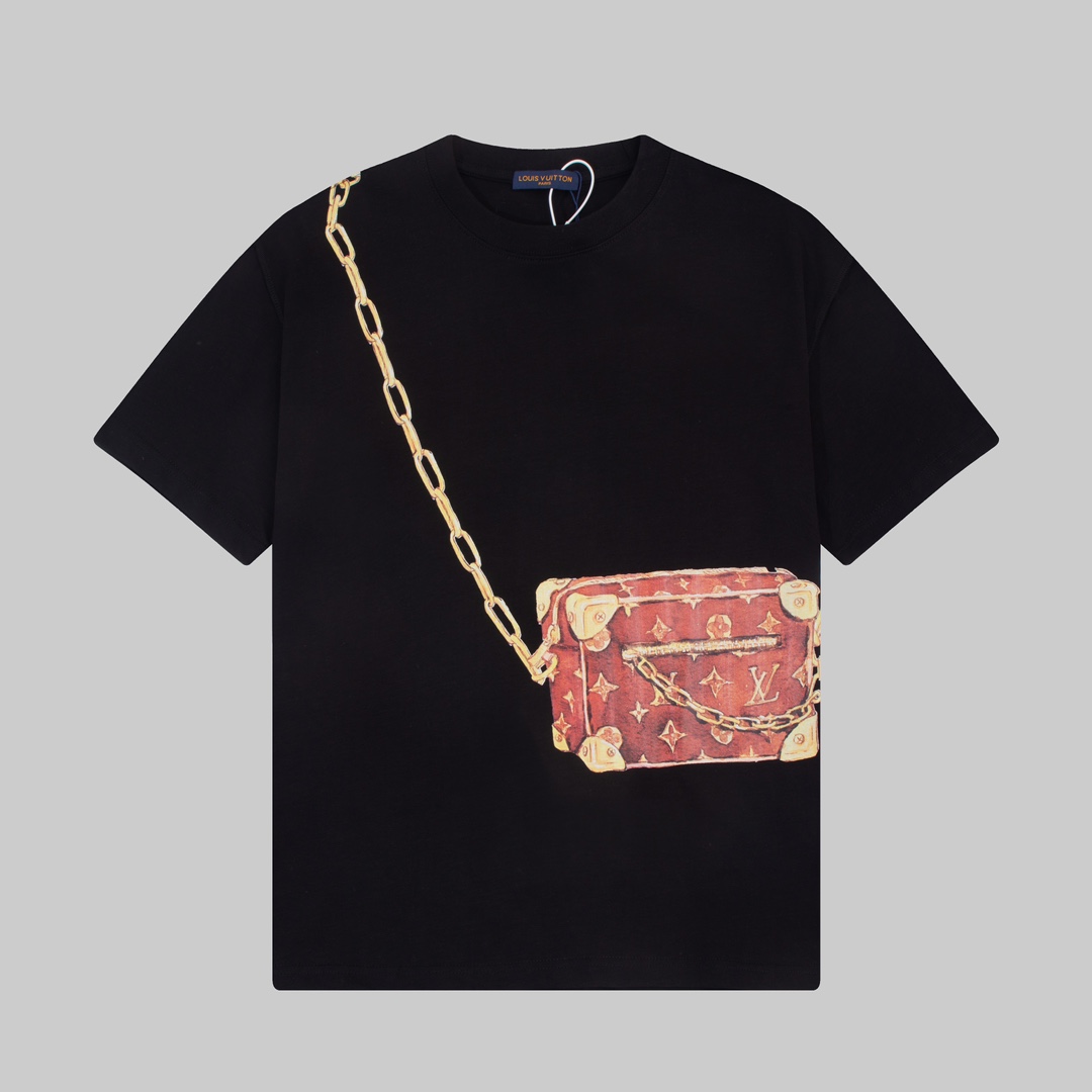 Lv Louis Vuitton Show Exclusive Hand-painted Bag Pattern Printed Short Sleeve T-shirt
